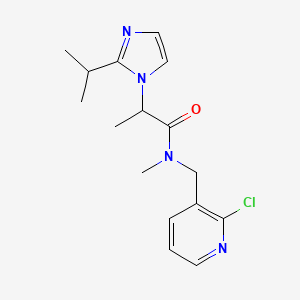 molecular formula C16H21ClN4O B5945406 N-[(2-chloropyridin-3-yl)methyl]-2-(2-isopropyl-1H-imidazol-1-yl)-N-methylpropanamide 