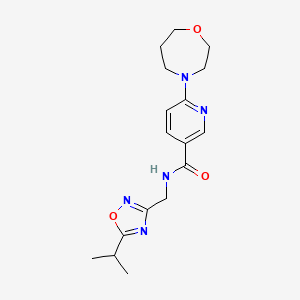 molecular formula C17H23N5O3 B5945418 N-[(5-isopropyl-1,2,4-oxadiazol-3-yl)methyl]-6-(1,4-oxazepan-4-yl)nicotinamide 