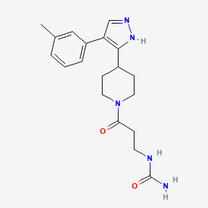 molecular formula C19H25N5O2 B5945429 N-(3-{4-[4-(3-methylphenyl)-1H-pyrazol-5-yl]piperidin-1-yl}-3-oxopropyl)urea 