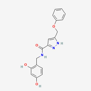 molecular formula C18H17N3O4 B5945438 N-(2,4-dihydroxybenzyl)-5-(phenoxymethyl)-1H-pyrazole-3-carboxamide 