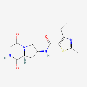 molecular formula C14H18N4O3S B5945498 N-[(7S,8aS)-1,4-dioxooctahydropyrrolo[1,2-a]pyrazin-7-yl]-4-ethyl-2-methyl-1,3-thiazole-5-carboxamide 