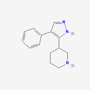 molecular formula C14H17N3 B5945509 3-(4-phenyl-1H-pyrazol-5-yl)piperidine 