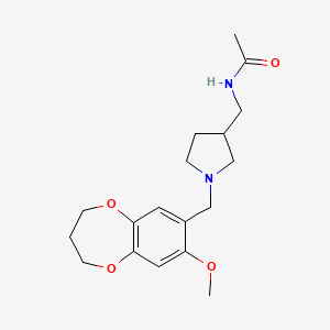 molecular formula C18H26N2O4 B5945607 N-({1-[(8-methoxy-3,4-dihydro-2H-1,5-benzodioxepin-7-yl)methyl]pyrrolidin-3-yl}methyl)acetamide 