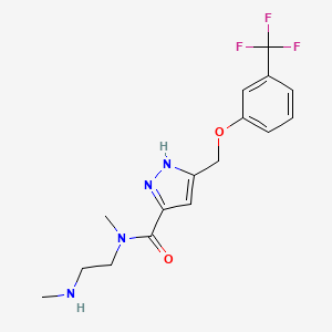 molecular formula C16H19F3N4O2 B5945669 N-methyl-N-[2-(methylamino)ethyl]-5-{[3-(trifluoromethyl)phenoxy]methyl}-1H-pyrazole-3-carboxamide 