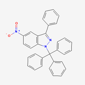 molecular formula C32H23N3O2 B594568 5-nitro-3-phenyl-1-trityl-1H-indazole CAS No. 1245644-15-8