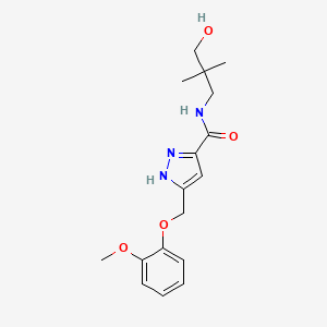 molecular formula C17H23N3O4 B5945793 N-(3-hydroxy-2,2-dimethylpropyl)-5-[(2-methoxyphenoxy)methyl]-1H-pyrazole-3-carboxamide 