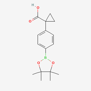 molecular formula C16H21BO4 B594589 1-(4-(4,4,5,5-Tetramethyl-1,3,2-dioxaborolan-2-yl)phenyl)cyclopropanecarboxylic acid CAS No. 1218790-98-7
