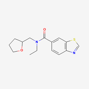 molecular formula C15H18N2O2S B5945893 N-ethyl-N-(tetrahydrofuran-2-ylmethyl)-1,3-benzothiazole-6-carboxamide 