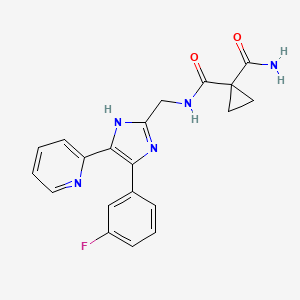 molecular formula C20H18FN5O2 B5945976 N~1~-{[4-(3-fluorophenyl)-5-pyridin-2-yl-1H-imidazol-2-yl]methyl}cyclopropane-1,1-dicarboxamide 