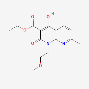 molecular formula C15H18N2O5 B594600 Ethyl 4-hydroxy-1-(2-methoxyethyl)-7-methyl-2-oxo-1,2-dihydro-1,8-naphthyridine-3-carboxylate CAS No. 1253791-96-6