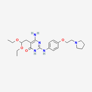 molecular formula C22H33N5O4 B594605 6-Amino-5-(2,2-diethoxyethyl)-2-((4-(2-(pyrrolidin-1-yl)ethoxy)phenyl)amino)pyrimidin-4(3H)-one CAS No. 1245648-59-2