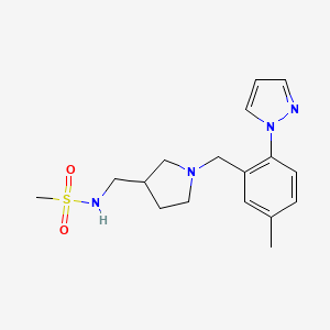 molecular formula C17H24N4O2S B5946190 N-({1-[5-methyl-2-(1H-pyrazol-1-yl)benzyl]pyrrolidin-3-yl}methyl)methanesulfonamide 