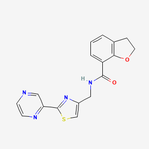 molecular formula C17H14N4O2S B5946288 N-[(2-pyrazin-2-yl-1,3-thiazol-4-yl)methyl]-2,3-dihydro-1-benzofuran-7-carboxamide 