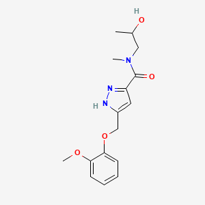 molecular formula C16H21N3O4 B5946412 N-(2-hydroxypropyl)-5-[(2-methoxyphenoxy)methyl]-N-methyl-1H-pyrazole-3-carboxamide 