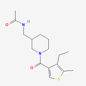 molecular formula C16H24N2O2S B5946414 N-({1-[(4-ethyl-5-methyl-3-thienyl)carbonyl]piperidin-3-yl}methyl)acetamide 