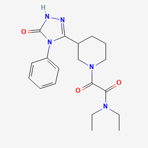 molecular formula C19H25N5O3 B5946433 N,N-diethyl-2-oxo-2-[3-(5-oxo-4-phenyl-4,5-dihydro-1H-1,2,4-triazol-3-yl)piperidin-1-yl]acetamide 