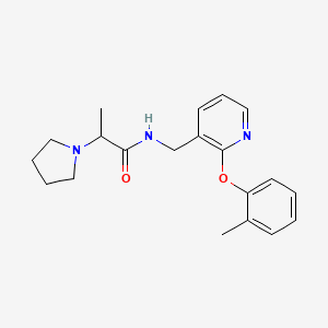 molecular formula C20H25N3O2 B5946437 N-{[2-(2-methylphenoxy)pyridin-3-yl]methyl}-2-pyrrolidin-1-ylpropanamide 