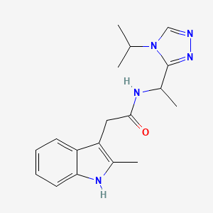 molecular formula C18H23N5O B5946458 N-[1-(4-isopropyl-4H-1,2,4-triazol-3-yl)ethyl]-2-(2-methyl-1H-indol-3-yl)acetamide 