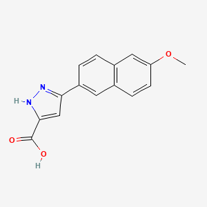 molecular formula C15H12N2O3 B594648 5-(6-Methoxynaphthalen-2-yl)-1H-pyrazole-3-carboxylic acid CAS No. 1257877-12-5