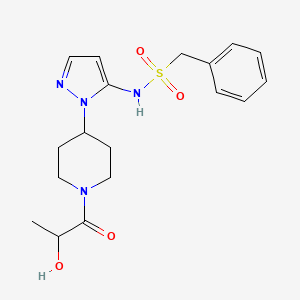 molecular formula C18H24N4O4S B5946511 N-[1-(1-lactoylpiperidin-4-yl)-1H-pyrazol-5-yl]-1-phenylmethanesulfonamide 