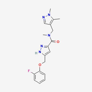 molecular formula C18H20FN5O2 B5946562 N-[(1,5-dimethyl-1H-pyrazol-4-yl)methyl]-5-[(2-fluorophenoxy)methyl]-N-methyl-1H-pyrazole-3-carboxamide 