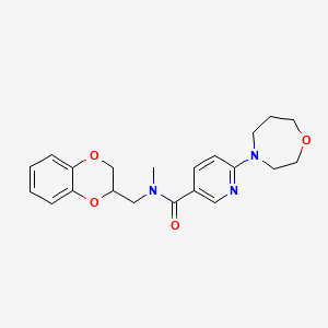 molecular formula C21H25N3O4 B5946592 N-(2,3-dihydro-1,4-benzodioxin-2-ylmethyl)-N-methyl-6-(1,4-oxazepan-4-yl)nicotinamide 