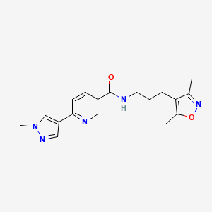 molecular formula C18H21N5O2 B5946663 N-[3-(3,5-dimethylisoxazol-4-yl)propyl]-6-(1-methyl-1H-pyrazol-4-yl)nicotinamide 