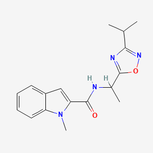 molecular formula C17H20N4O2 B5946676 N-[1-(3-isopropyl-1,2,4-oxadiazol-5-yl)ethyl]-1-methyl-1H-indole-2-carboxamide 