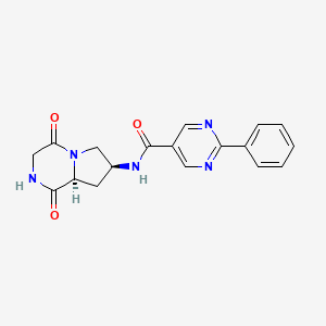 molecular formula C18H17N5O3 B5946696 N-[(7S,8aS)-1,4-dioxooctahydropyrrolo[1,2-a]pyrazin-7-yl]-2-phenylpyrimidine-5-carboxamide 