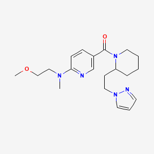 molecular formula C20H29N5O2 B5946767 N-(2-methoxyethyl)-N-methyl-5-({2-[2-(1H-pyrazol-1-yl)ethyl]piperidin-1-yl}carbonyl)pyridin-2-amine 