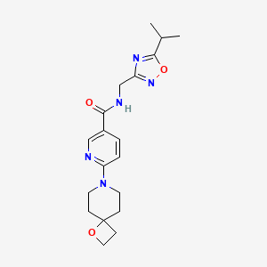 molecular formula C19H25N5O3 B5946863 N-[(5-isopropyl-1,2,4-oxadiazol-3-yl)methyl]-6-(1-oxa-7-azaspiro[3.5]non-7-yl)nicotinamide 