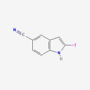 molecular formula C9H5IN2 B594689 2-IODO-1H-INDOLE-5-CARBONITRILE CAS No. 1243279-26-6