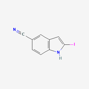 molecular formula C9H5IN2 B594689 2-Iodo-indole-5-carbonitrile CAS No. 1243279-26-6