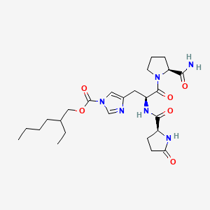 molecular formula C25H38N6O6 B594693 2-ethylhexyl 4-[(2S)-3-[(2S)-2-carbamoylpyrrolidin-1-yl]-3-oxo-2-[[(2S)-5-oxopyrrolidine-2-carbonyl]amino]propyl]imidazole-1-carboxylate CAS No. 130817-98-0