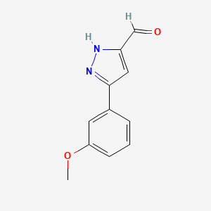 molecular formula C11H10N2O2 B594696 5-(3-Methoxyphenyl)-1H-pyrazole-3-carbaldehyde CAS No. 1257864-16-6