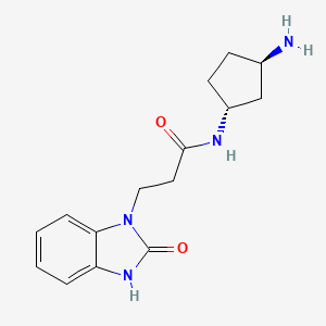 molecular formula C15H20N4O2 B5947062 N-[rel-(1R,3R)-3-aminocyclopentyl]-3-(2-oxo-2,3-dihydro-1H-benzimidazol-1-yl)propanamide hydrochloride 