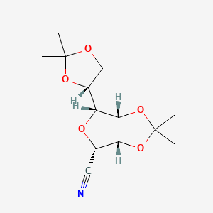 molecular formula C13H19NO5 B594711 (3aS,4R,6S,6aR)-4-[(4R)-2,2-dimethyl-1,3-dioxolan-4-yl]-2,2-dimethyl-3a,4,6,6a-tetrahydrofuro[3,4-d][1,3]dioxole-6-carbonitrile CAS No. 130468-52-9