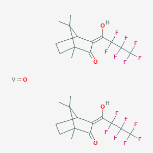 molecular formula C28H30F14O5V B594714 (3E)-3-(2,2,3,3,4,4,4-Heptafluoro-1-hydroxybutylidene)-1,7,7-trimethylbicyclo[2.2.1]heptan-2-one--oxovanadium (2/1) CAS No. 130552-91-9