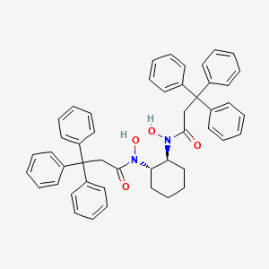 molecular formula C48H46N2O4 B594728 N,N'-((1S,2S)-Cyclohexane-1,2-diyl)bis(N-hydroxy-3,3,3-triphenylpropanamide) CAS No. 1217447-82-9