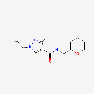 molecular formula C15H25N3O2 B5947339 N,3-dimethyl-1-propyl-N-(tetrahydro-2H-pyran-2-ylmethyl)-1H-pyrazole-4-carboxamide 