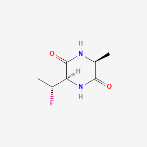 molecular formula C7H11FN2O2 B594740 (3R,6S)-3-[(1R)-1-fluoroethyl]-6-methylpiperazine-2,5-dione CAS No. 136606-95-6