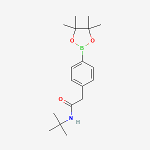 molecular formula C18H28BNO3 B594755 N-tert-butyl-2-[4-(4,4,5,5-tetramethyl-1,3,2-dioxaborolan-2-yl)phenyl]acetamide CAS No. 1256359-83-7