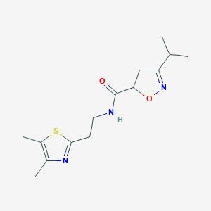 molecular formula C14H21N3O2S B5947552 N-[2-(4,5-dimethyl-1,3-thiazol-2-yl)ethyl]-3-isopropyl-4,5-dihydroisoxazole-5-carboxamide 