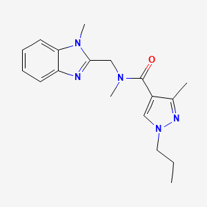 molecular formula C18H23N5O B5947577 N,3-dimethyl-N-[(1-methyl-1H-benzimidazol-2-yl)methyl]-1-propyl-1H-pyrazole-4-carboxamide 