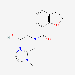 molecular formula C16H19N3O3 B5947972 N-(2-hydroxyethyl)-N-[(1-methyl-1H-imidazol-2-yl)methyl]-2,3-dihydro-1-benzofuran-7-carboxamide 