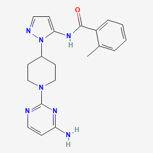 molecular formula C20H23N7O B5947991 N-{1-[1-(4-aminopyrimidin-2-yl)piperidin-4-yl]-1H-pyrazol-5-yl}-2-methylbenzamide 