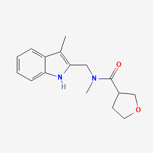 molecular formula C16H20N2O2 B5948234 N-methyl-N-[(3-methyl-1H-indol-2-yl)methyl]tetrahydrofuran-3-carboxamide 