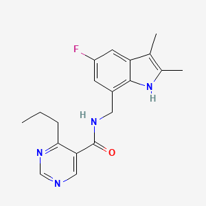 molecular formula C19H21FN4O B5948290 N-[(5-fluoro-2,3-dimethyl-1H-indol-7-yl)methyl]-4-propylpyrimidine-5-carboxamide 