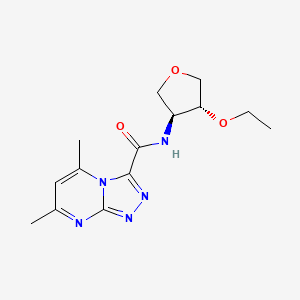 molecular formula C14H19N5O3 B5948494 N-[(3S*,4R*)-4-ethoxytetrahydrofuran-3-yl]-5,7-dimethyl[1,2,4]triazolo[4,3-a]pyrimidine-3-carboxamide 