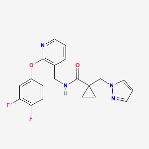 molecular formula C20H18F2N4O2 B5948500 N-{[2-(3,4-difluorophenoxy)pyridin-3-yl]methyl}-1-(1H-pyrazol-1-ylmethyl)cyclopropanecarboxamide 